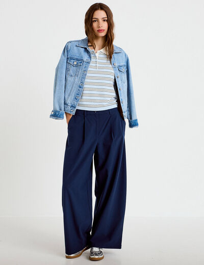 Pantalon bootcut taille standard bleu marine femme