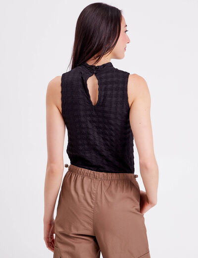 D&eacute;bardeur gaufr&eacute; col montant noir femme