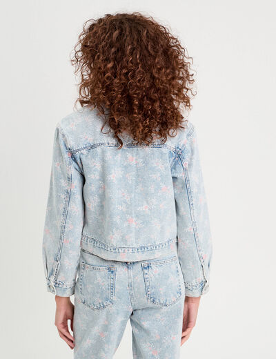 Veste droite en jean rose clair femme
