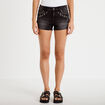 Short en jean avec broderie denim noir femme