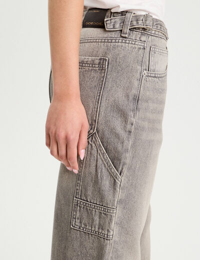 Jeans large avec pattes denim gris femme