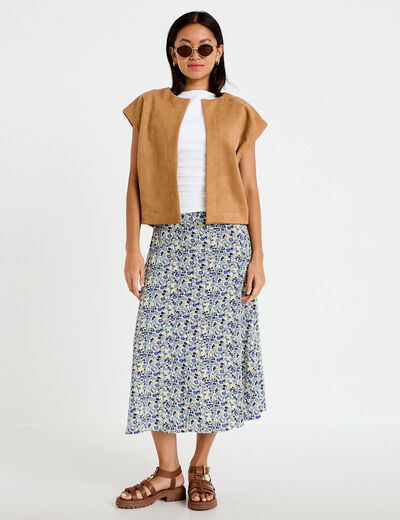 Jupon &eacute;vas&eacute; longueur maxi blanc femme