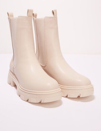 Bottines chelsea crantées ivoire femme