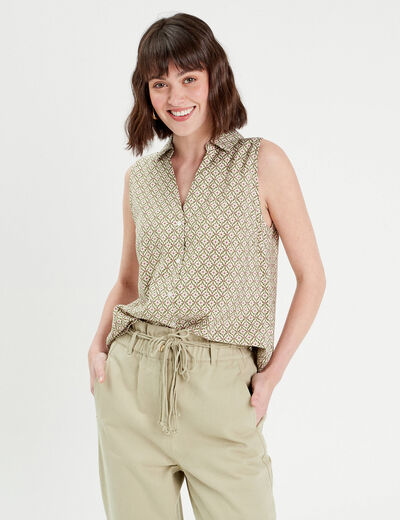 Blouse sans manches vert femme
