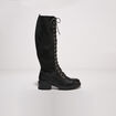 Bottes hautes plates à lacets noir femme