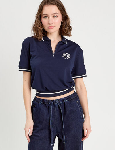 Polo manches courtes bleu marine femme