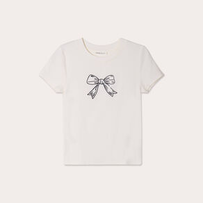 T-shirt manches courtes ajusté ecru femme