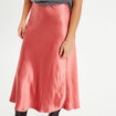 Jupe midi évasée satin rose pastel femme