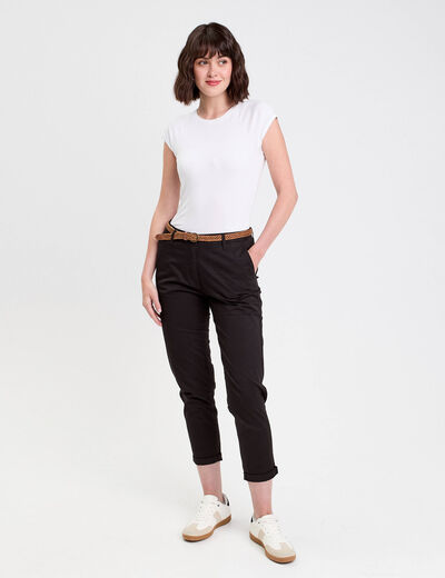 Pantalon chino 7/8ème noir femme