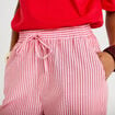 Pantalon large taille haute rouge femme