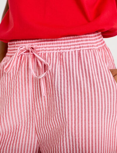 Pantalon large taille haute rouge femme