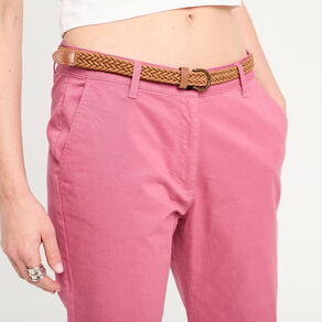 Pantalon chino 7/8ème vieux rose femme
