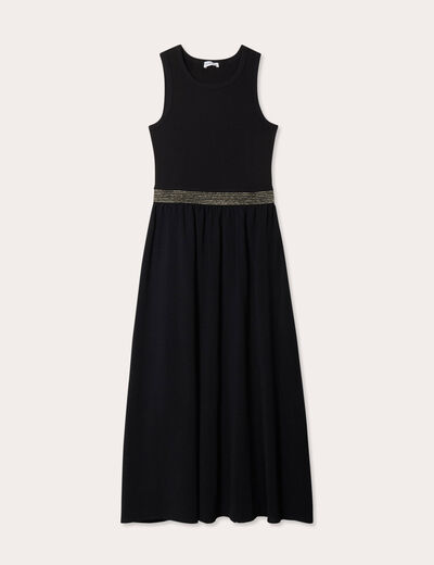 Robe longue effet 2-en1 noir femme