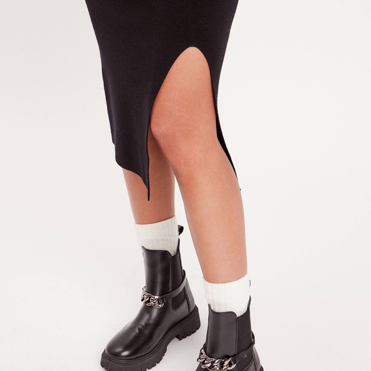 Jupe midi moulante noir femme