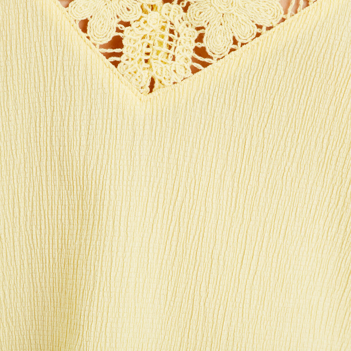 Débardeur col crochet jaune clair femme