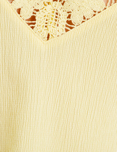 Débardeur col crochet jaune clair femme