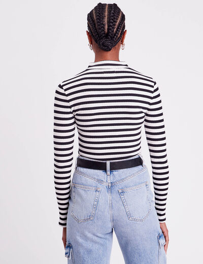 T-shirt cintré col montant noir femme