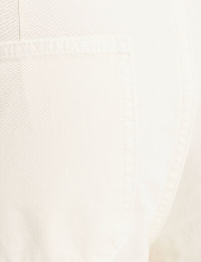Pantalon large cargo ecru femme