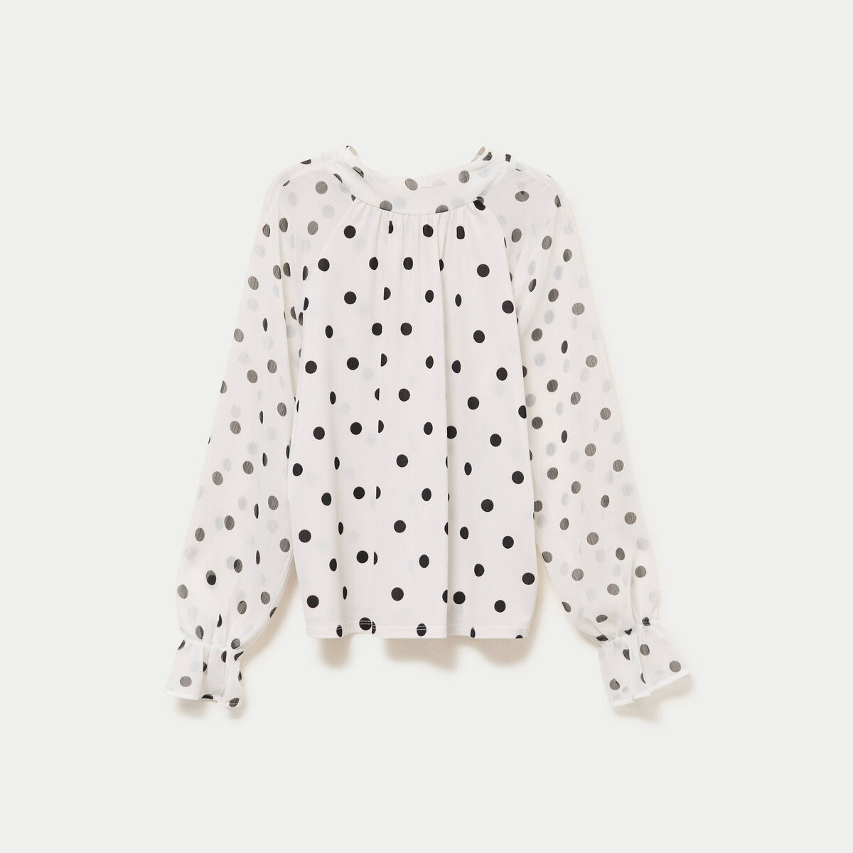 Blouse droite voile manches longues blanc femme
