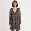 Robe trapèze col en V noir femme