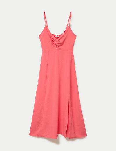 Robe longue &eacute;vas&eacute;e fendue rose femme