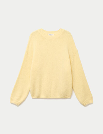 Pull manches longues jaune pastel femme
