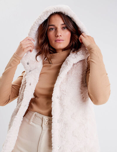 Veste droite à capuche ecru femme