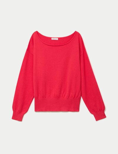 Pull ample manches longues fin rouge femme