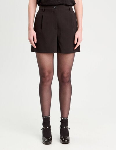 Short large taille haute noir femme