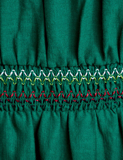 Robe courte &eacute;vas&eacute;e col am&eacute;ricain vert fonc&eacute; femme