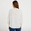 Blouse ample broderie manches 3/4 blanc femme