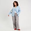 Chemise manches longues contenant du lin bleu pastel femme
