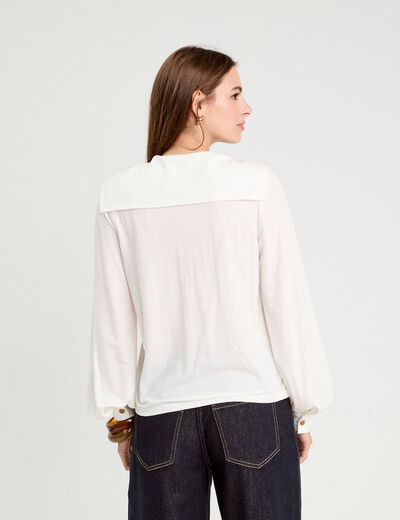 Blouse manches longues ecru femme
