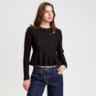 Blouse ajust&eacute;e col rond manches longues noir femme