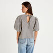 Blouse effet boule manches courtes bleu femme
