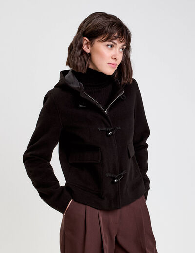 Manteau style dufflecoat noir femme