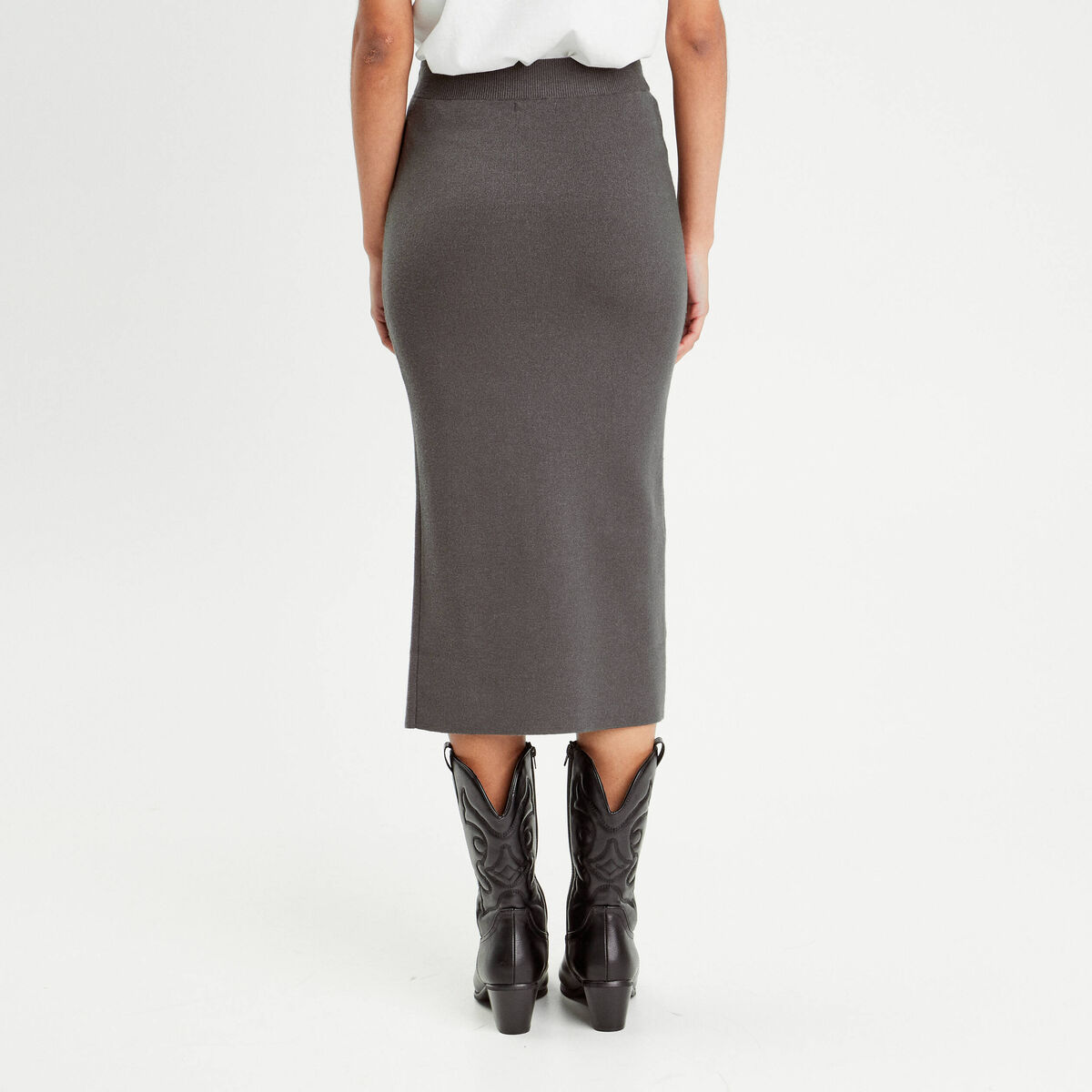 Jupe midi moulante gris foncé femme