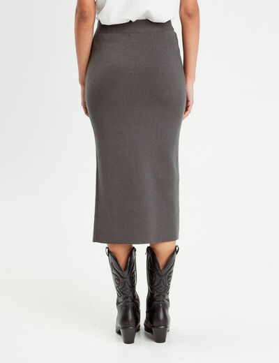 Jupe midi moulante gris foncé femme
