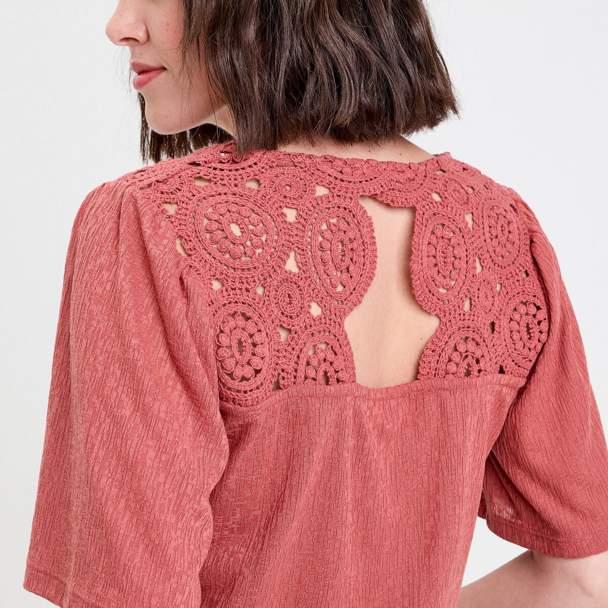 T-shirt manches courtes vieux rose femme