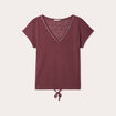T-shirt détail noeud prune femme