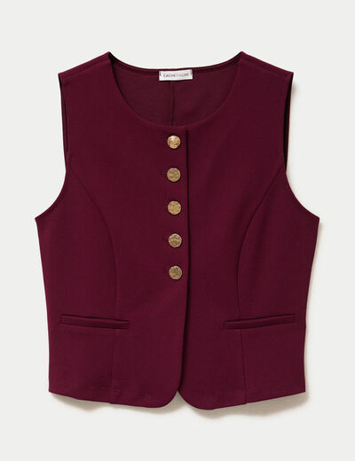 Gilet sans manches col rond bordeaux femme