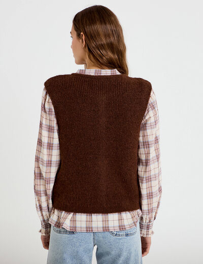 Gilet sans manches marron fonc&eacute; femme