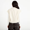 Veste bouclette sans manches col montant sable femme