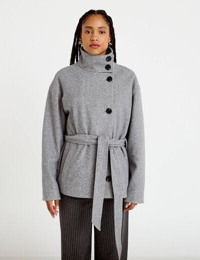 Veste oversize manches longues gris femme