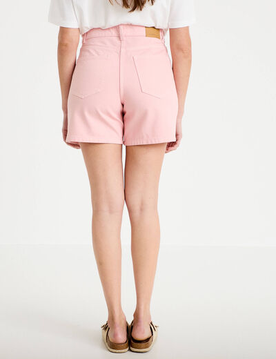 Bermuda regular 5 poches en jean rose clair femme