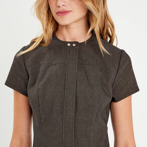 Robe évasée manches courtes noir femme