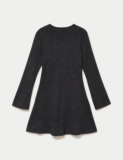 Robe ajust&eacute;e courte manches longues gris femme
