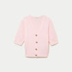 Gilet duveteux col v manches longues rose clair femme