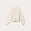 Gilet bouclette col rond manches longues ivoire femme