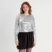 T-shirt avec sequins gris argent femme